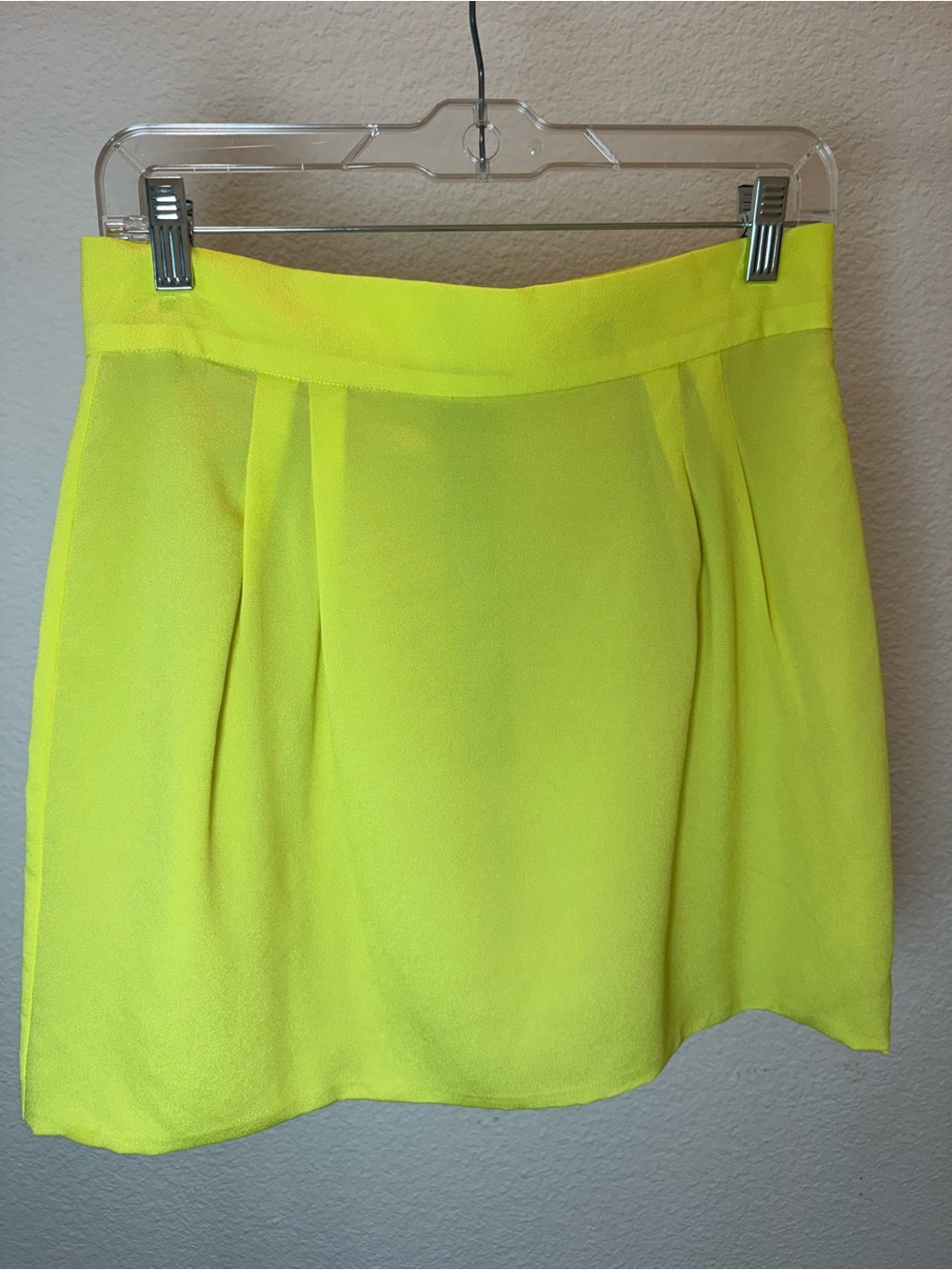 Naven Neon Yellow Pleated A-Line Mini Skirt Women’s Size 6
